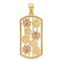 14k Two-tone w/White Rhodium Framed Daisy Pendant-K1807