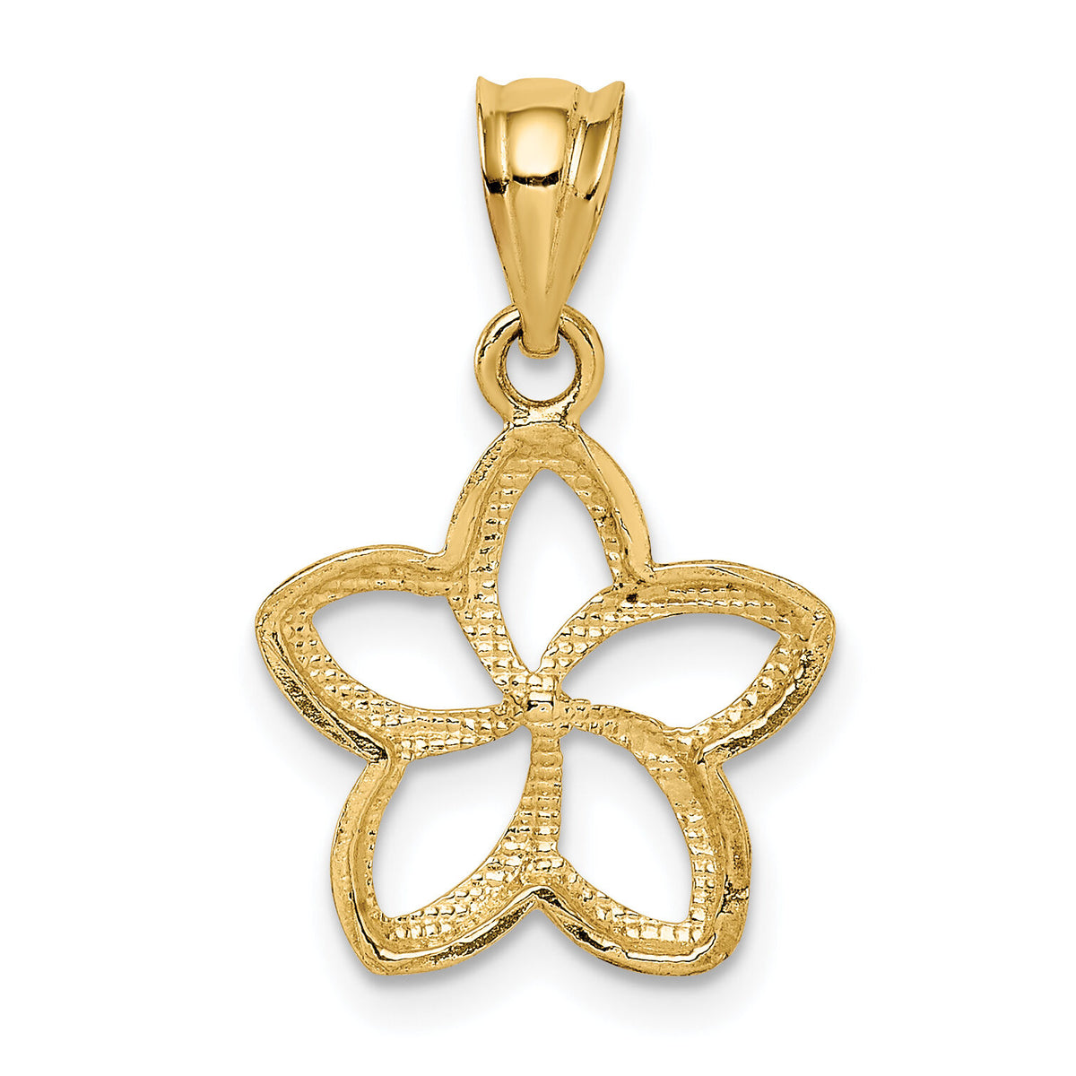 14k Polished Small Cut-out Plumeria Pendant-K1809