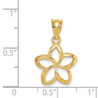 14k Polished Small Cut-out Plumeria Pendant-K1809