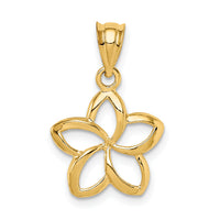 14k Polished Small Cut-out Plumeria Pendant-K1809