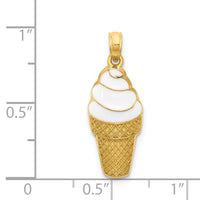 14k Enameled Vanilla Ice Cream Cone Pendant-K1812