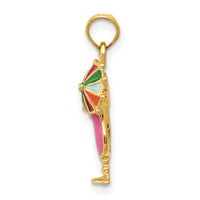 14k Pink Enameled Tropical Drink Pendant-K1819