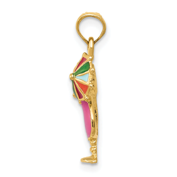 14k Pink Enameled Tropical Drink Pendant-K1819