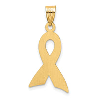 14k Large Enameled Pink Awareness Ribbon Pendant-K1839