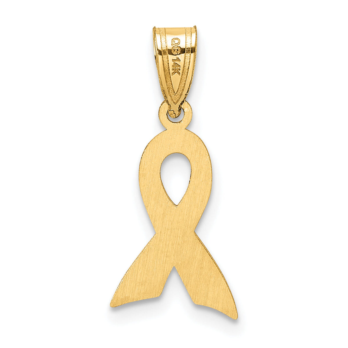 14k Small Enameled Awareness Ribbon Pendant-K1841