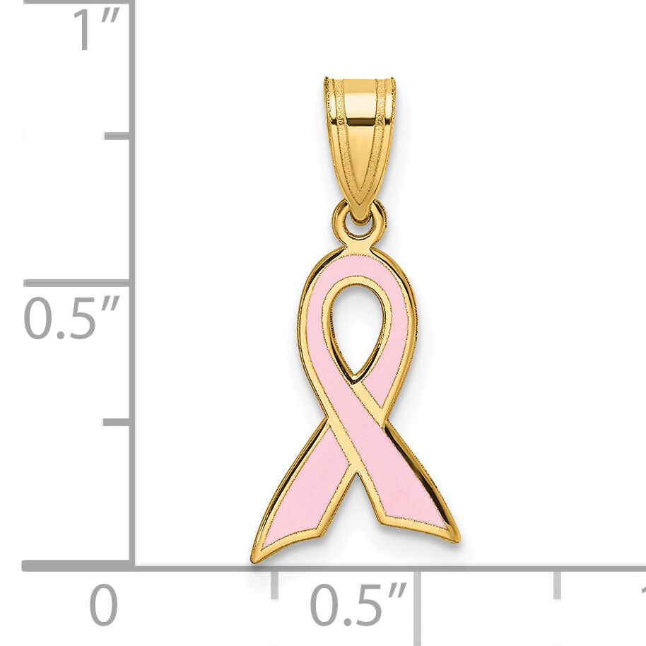 14k Small Enameled Awareness Ribbon Pendant-K1841