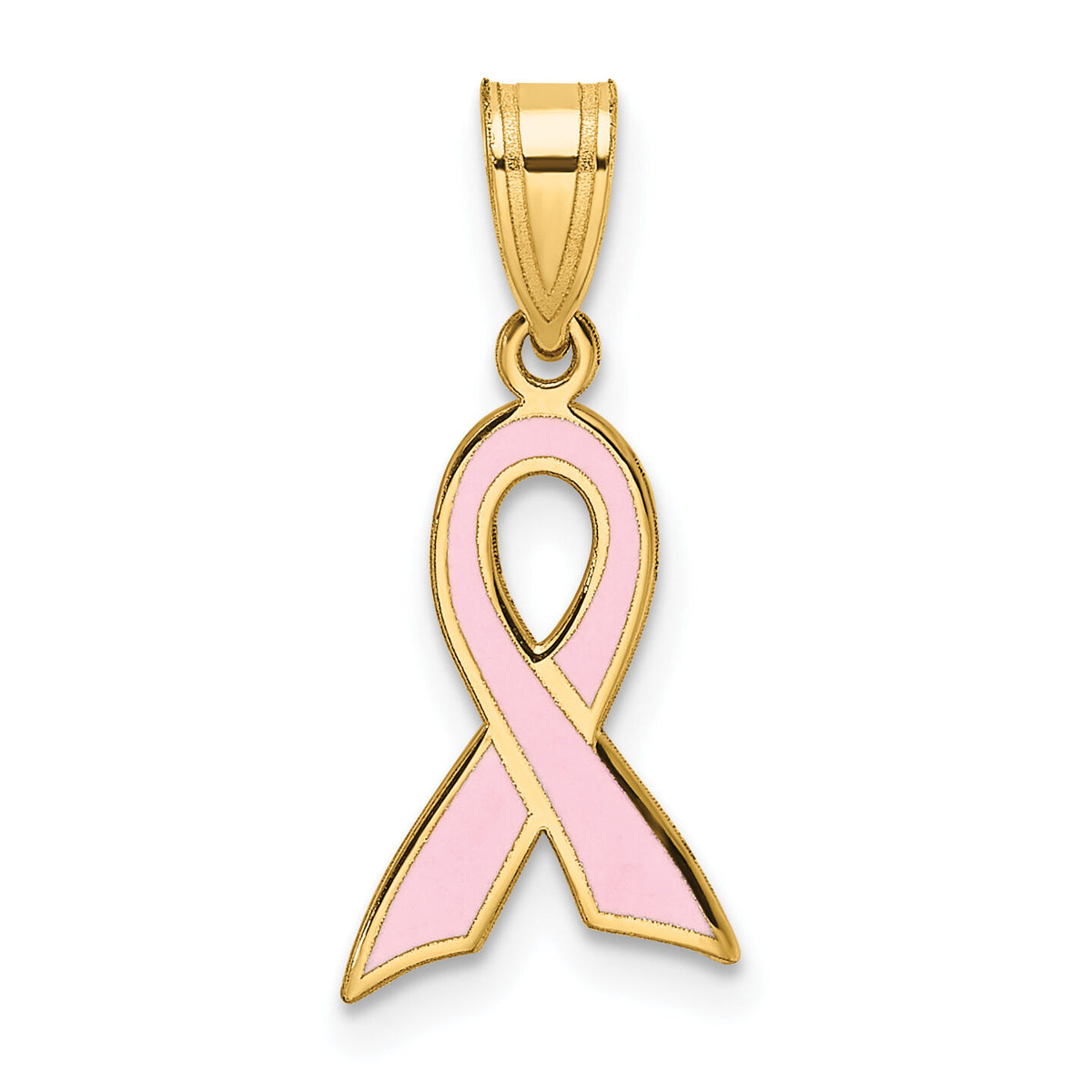 14k Small Enameled Awareness Ribbon Pendant-K1841
