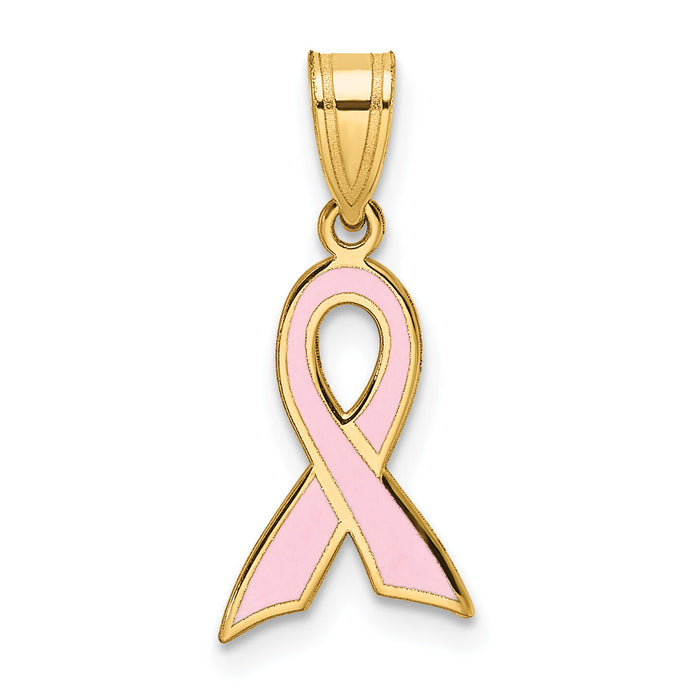 14k Small Enameled Awareness Ribbon Pendant-K1841