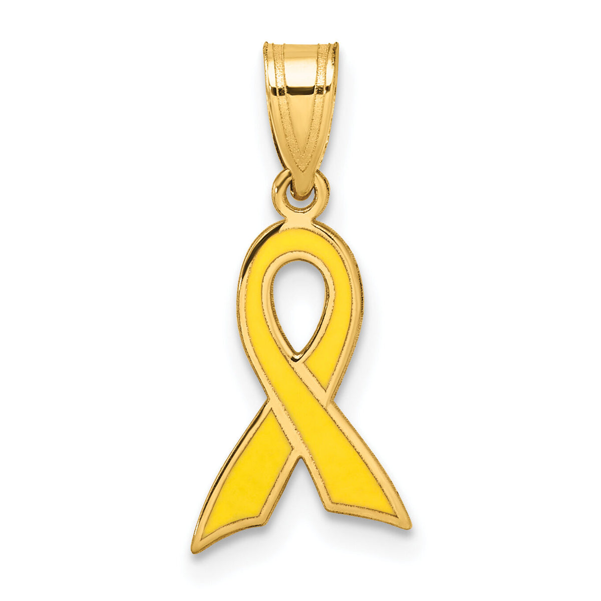 14k Small Yellow Enameled Awareness Ribbon Charm-K1842
