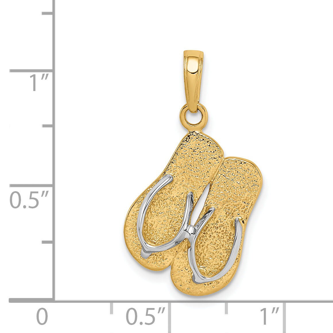 14K and Rhodium Large Double Flip-Flop Pendant-K1855