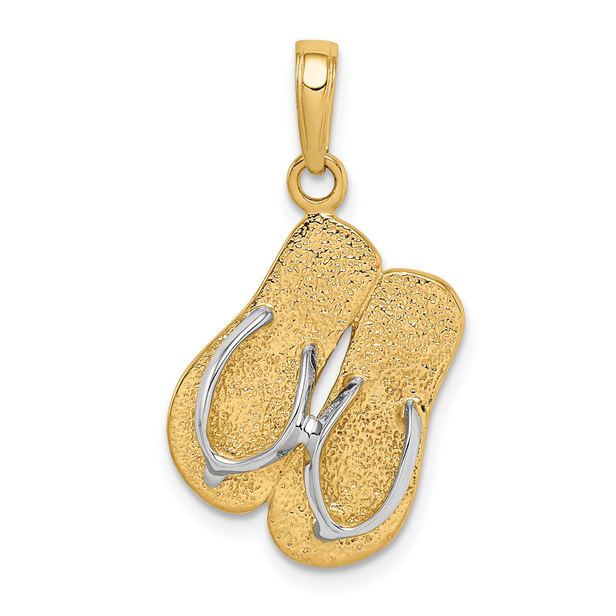 14K and Rhodium Large Double Flip-Flop Pendant-K1855