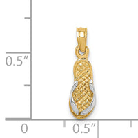 14k  3D w/Rhodium Single Flip-Flop Pendant-K1857