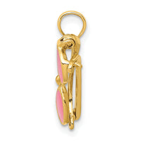 14k 3-D Pink Enameled Moveable Sunglasses Pendant-K1863