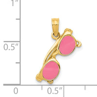 14k 3-D Pink Enameled Moveable Sunglasses Pendant-K1863