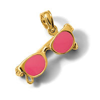 14k 3-D Pink Enameled Moveable Sunglasses Pendant-K1863