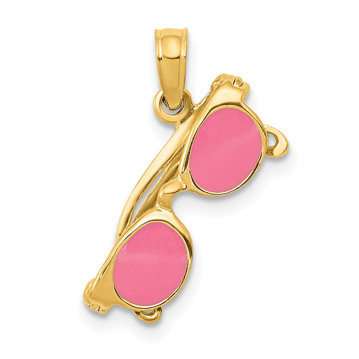 14k 3-D Pink Enameled Moveable Sunglasses Pendant-K1863