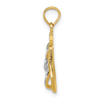 14k w/Rhodium 3D HAWAII Double Flip-Flop Pendant-K1871