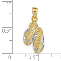 14k w/Rhodium 3D HAWAII Double Flip-Flop Pendant-K1871