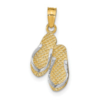 14k w/Rhodium 3D HAWAII Double Flip-Flop Pendant-K1871