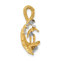 14K & Rhodium 3-D Surfer In Wave Charm-K1880