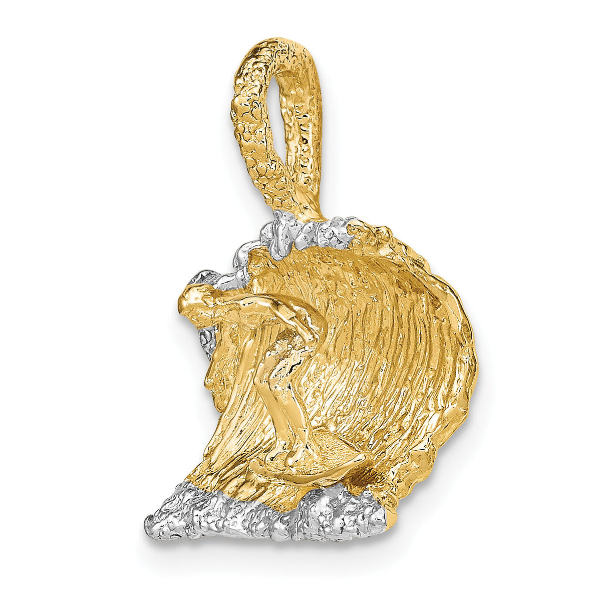 14K & Rhodium 3-D Surfer In Wave Charm-K1880