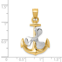 14k Two-tone 3-D Anchor w/Moveable Propeller Pendant-K1891
