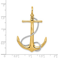 14k Two-tone 3-D Anchor with Entwined Rope Accent Pendant-K1892