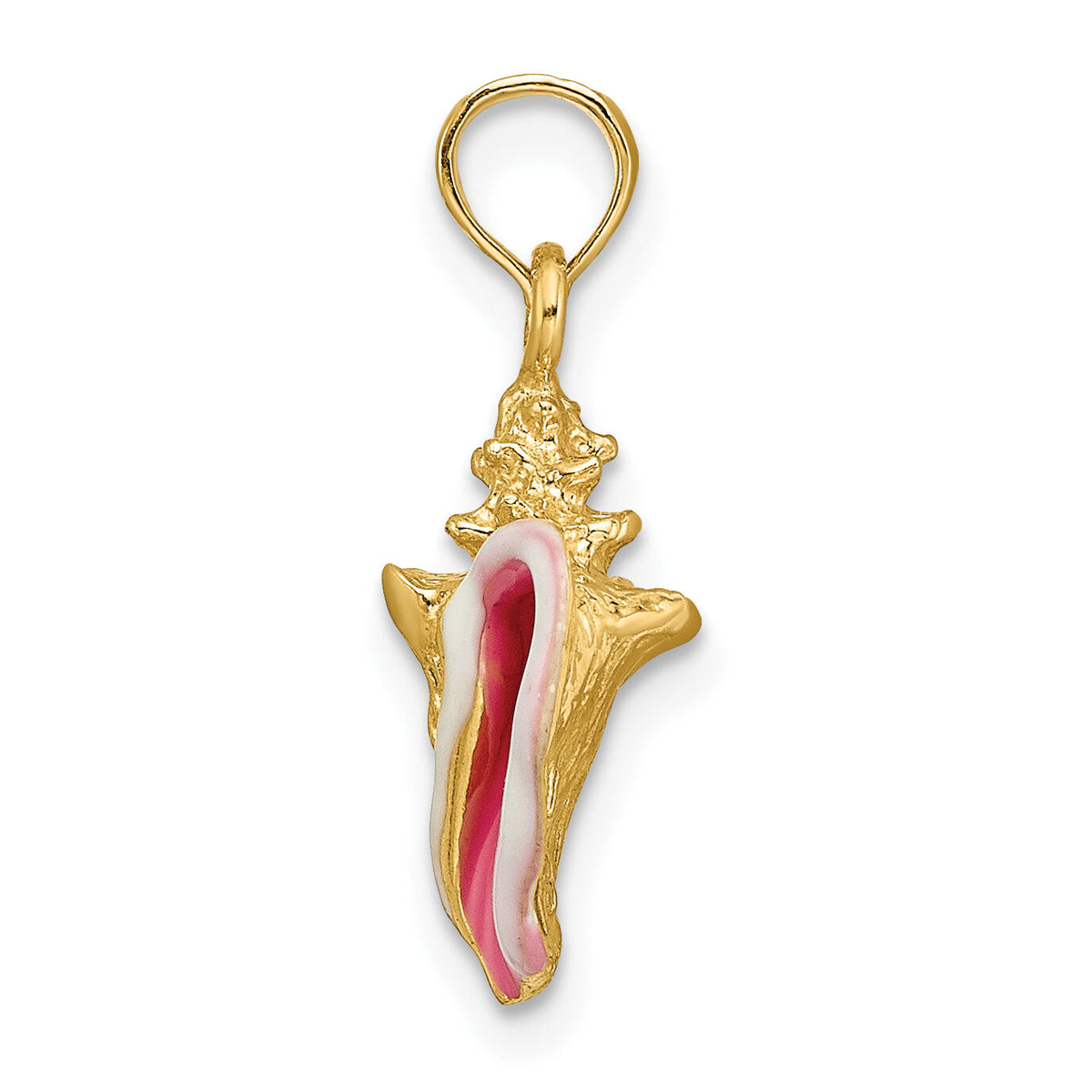 14k Enameled 3-D Conch Shell Pendant-K1899