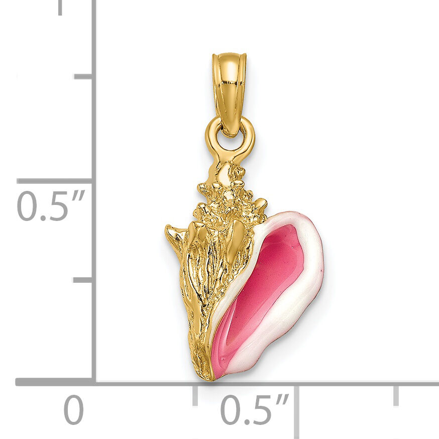 14k Enameled 3-D Conch Shell Pendant-K1899