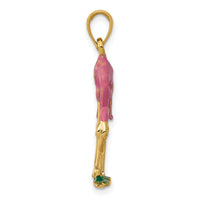 14k Enameled 3-D Pink Flamingo Pendant-K1905