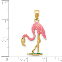 14k Enameled 3-D Pink Flamingo Pendant-K1905