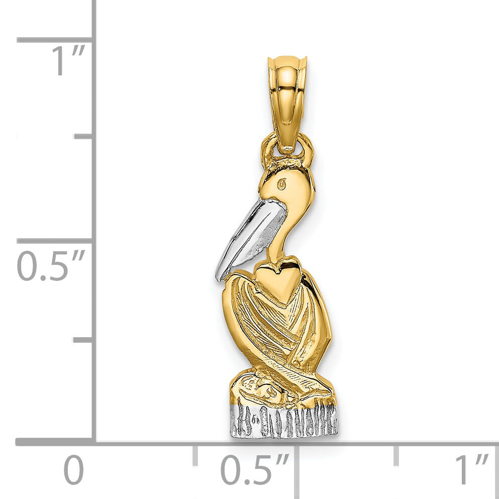 14K and Rhodium Pelican Standing Charm-K1906