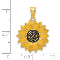 14k Enameled Yellow Sunflower Pendant-K1965