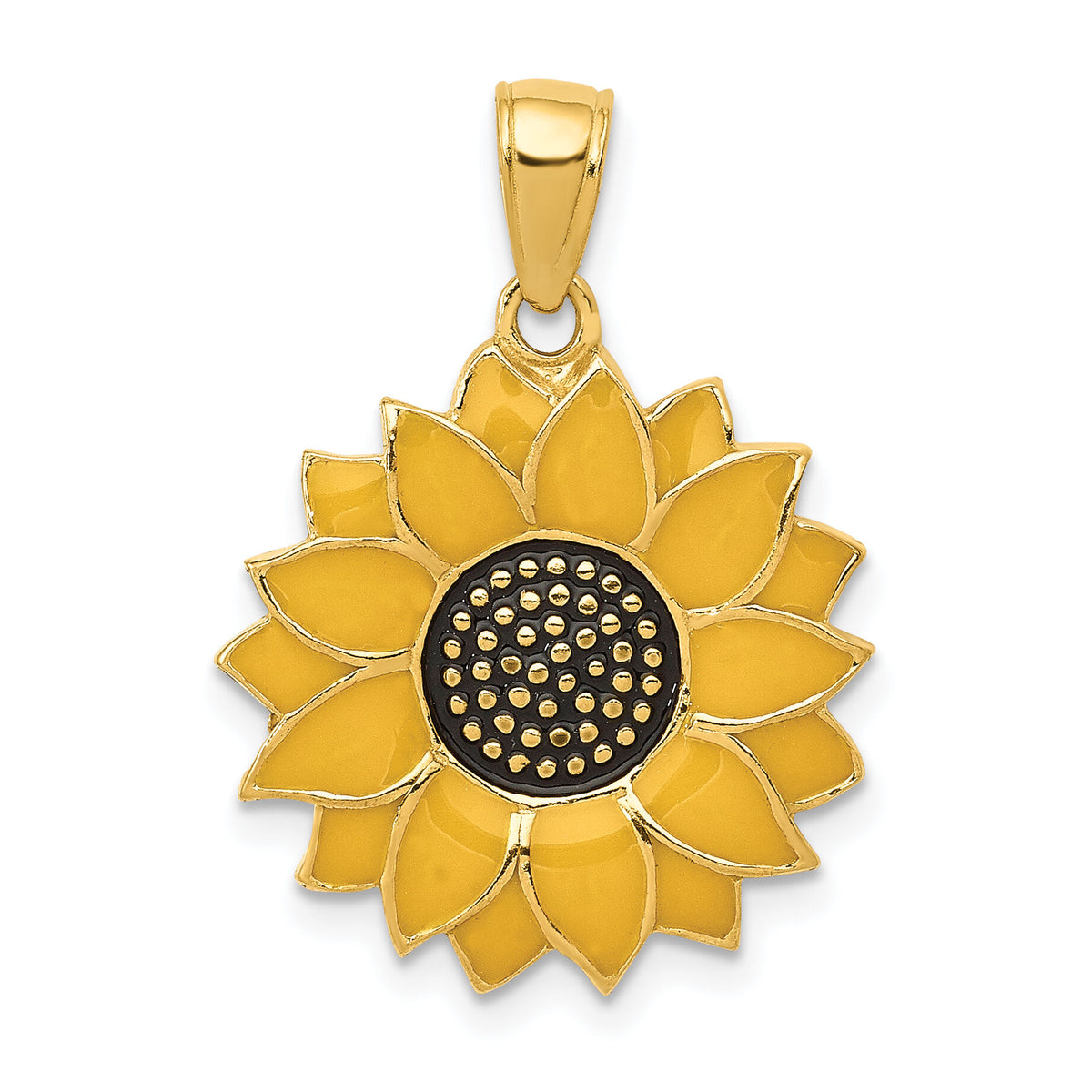 14k Enameled Yellow Sunflower Pendant-K1965