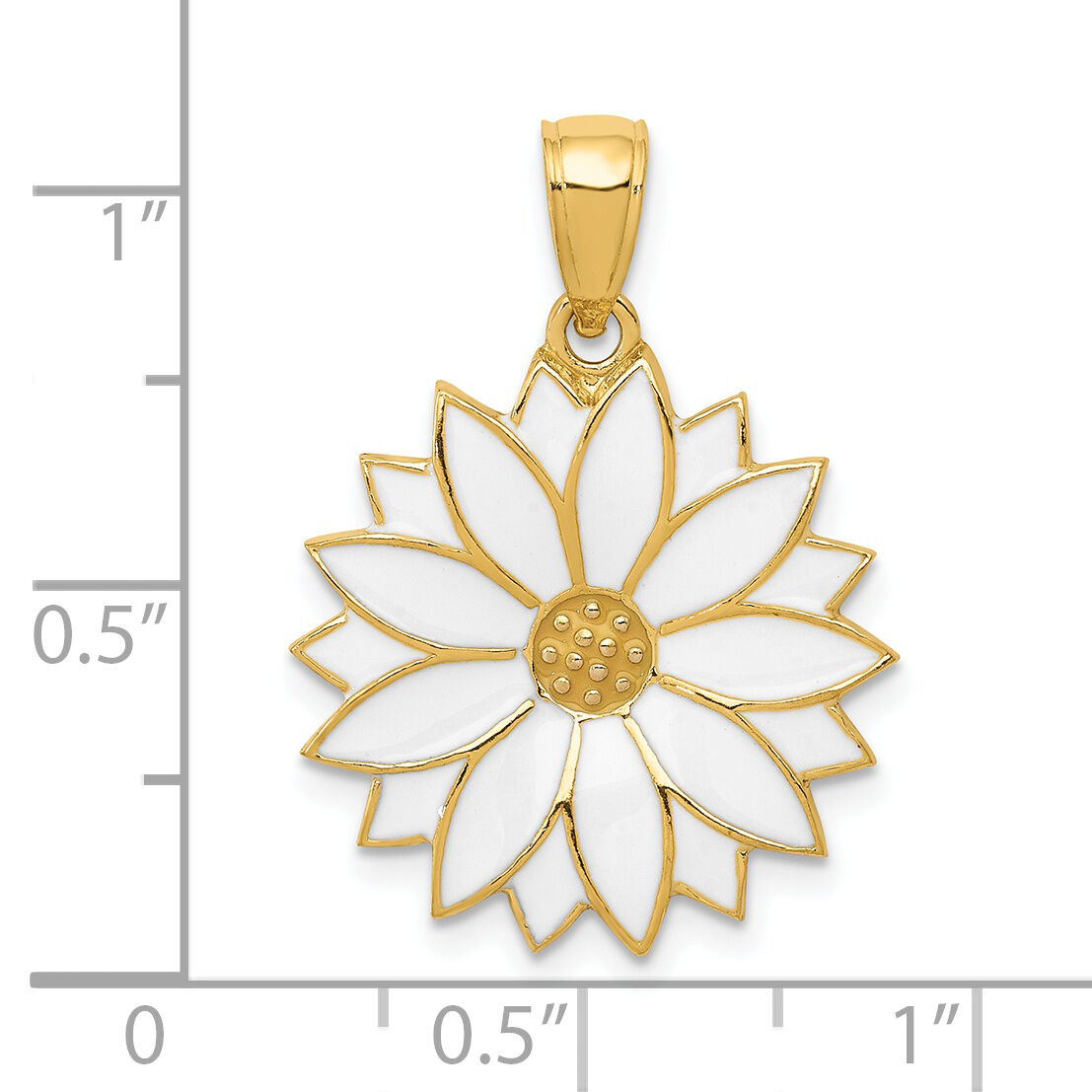 14k Enameled White Daisy Flower Pendant-K1967