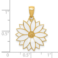 14k Enameled White Daisy Flower Pendant-K1967