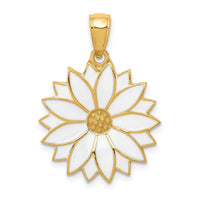 14k Enameled White Daisy Flower Pendant-K1967
