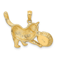 14k Rhodium Cat Playing with Yarn in Basket Charm-K1987