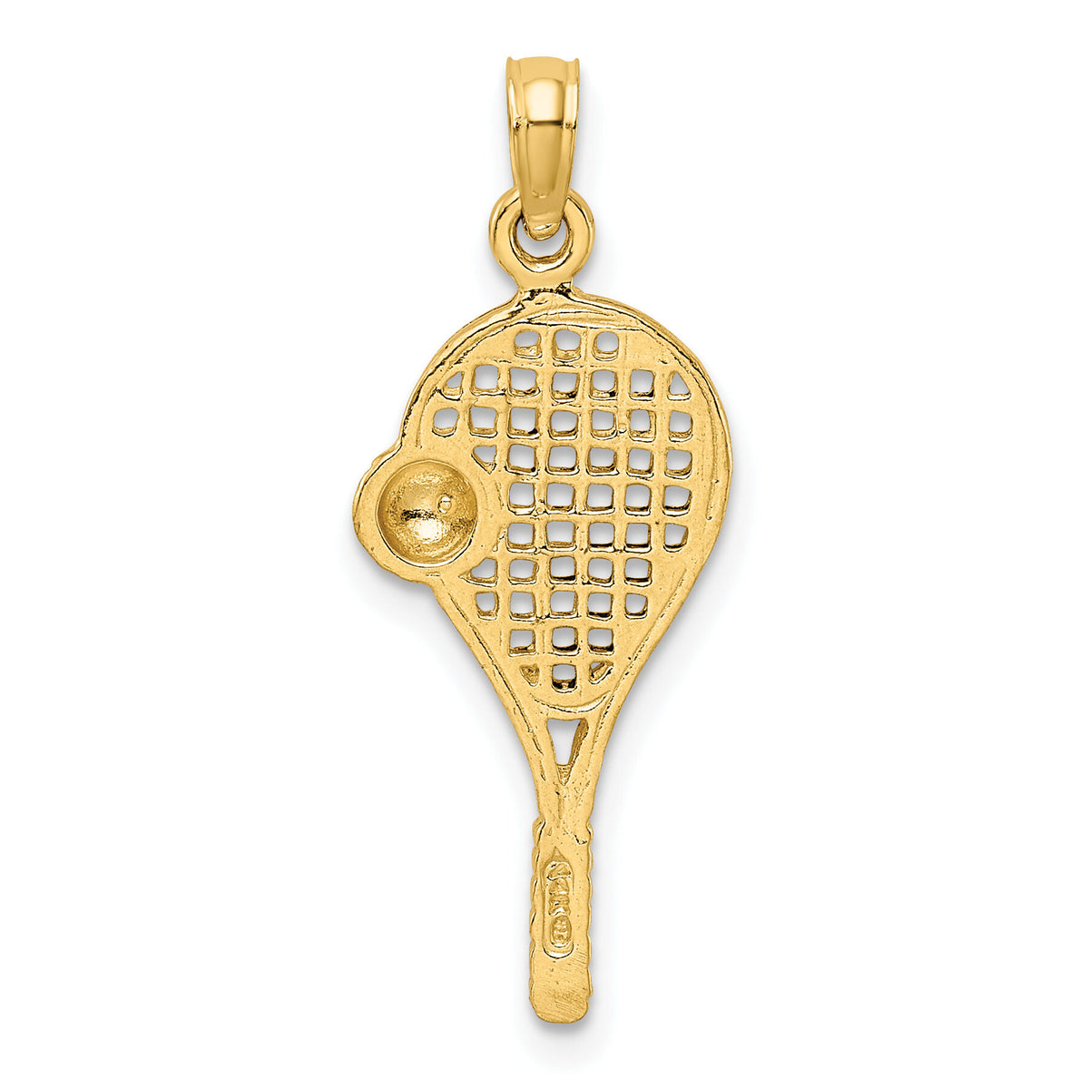 14k w/Rhodium Polished Tennis Racquet Pendant-K1995