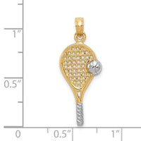 14k w/Rhodium Polished Tennis Racquet Pendant-K1995