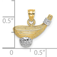 14k Rhodium Golf Club and Ball Charm-K1998