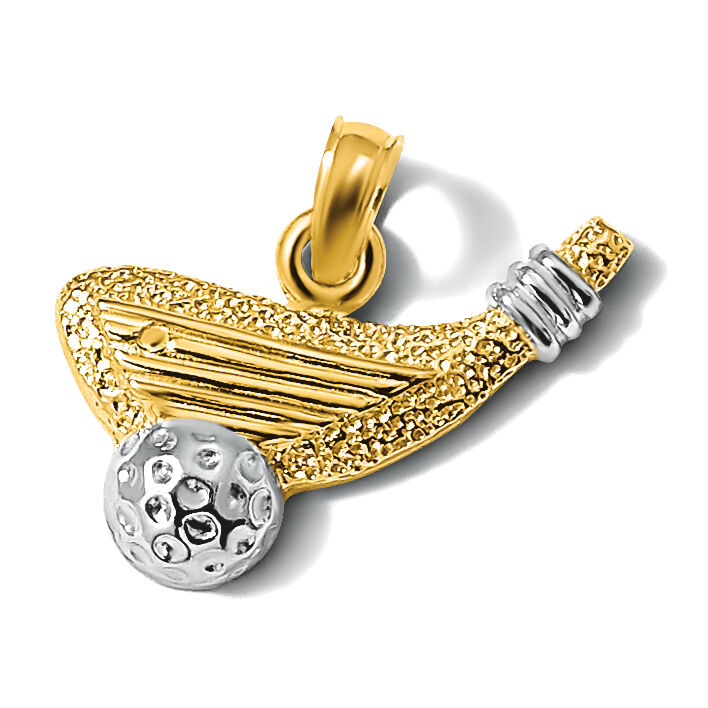 14k Rhodium Golf Club and Ball Charm-K1998
