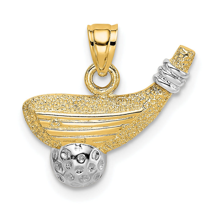 14k Rhodium Golf Club and Ball Charm-K1998