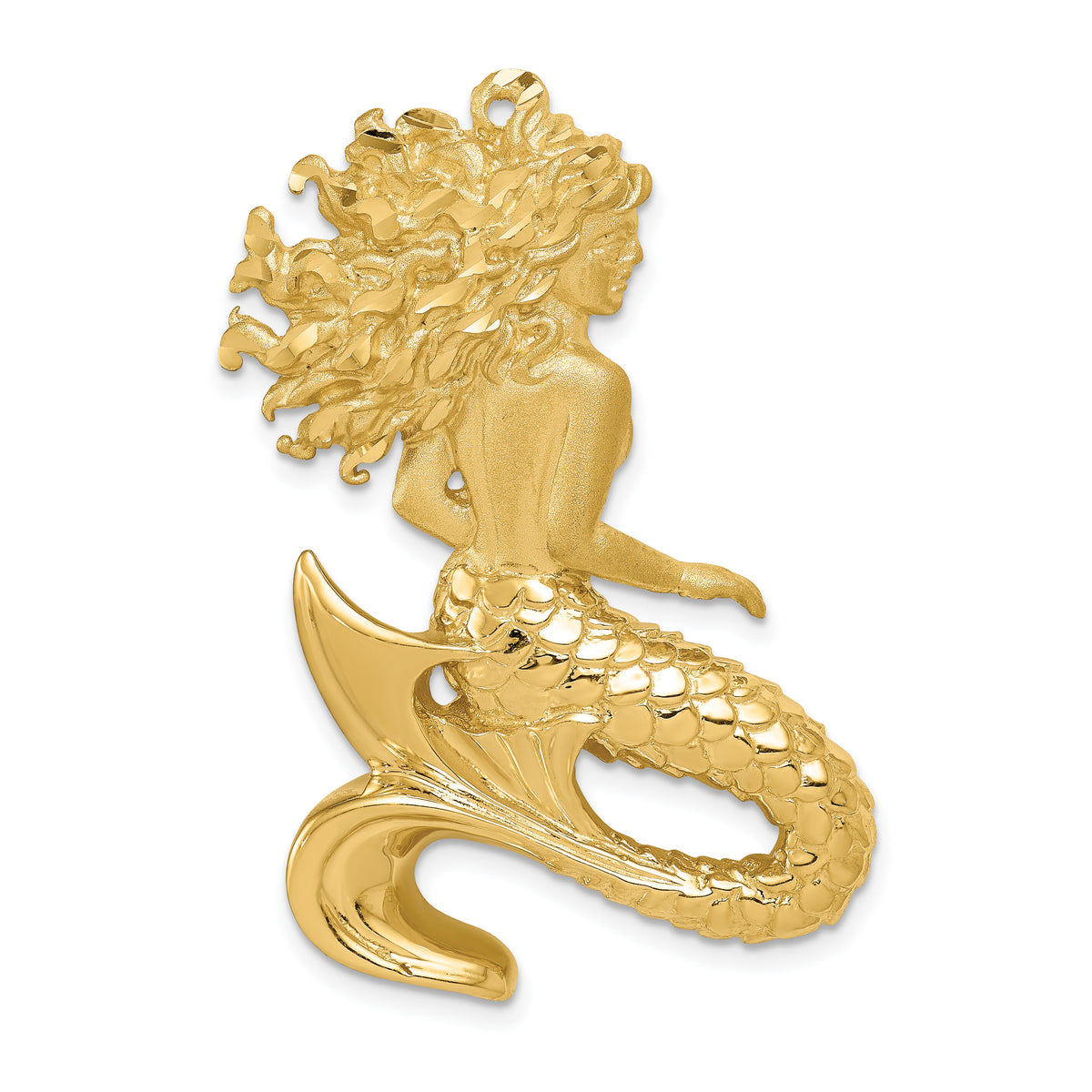 14k Polished & Satin Diamond-cut Mermaid Slide-K2012