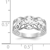 14k White Gold Diamond-cut Wave Ring-K2048
