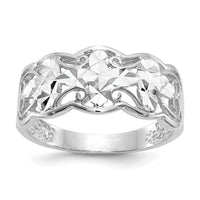 14k White Gold Diamond-cut Wave Ring-K2048