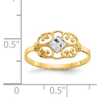 14K w/Rhodium Filigree Ring-K2051