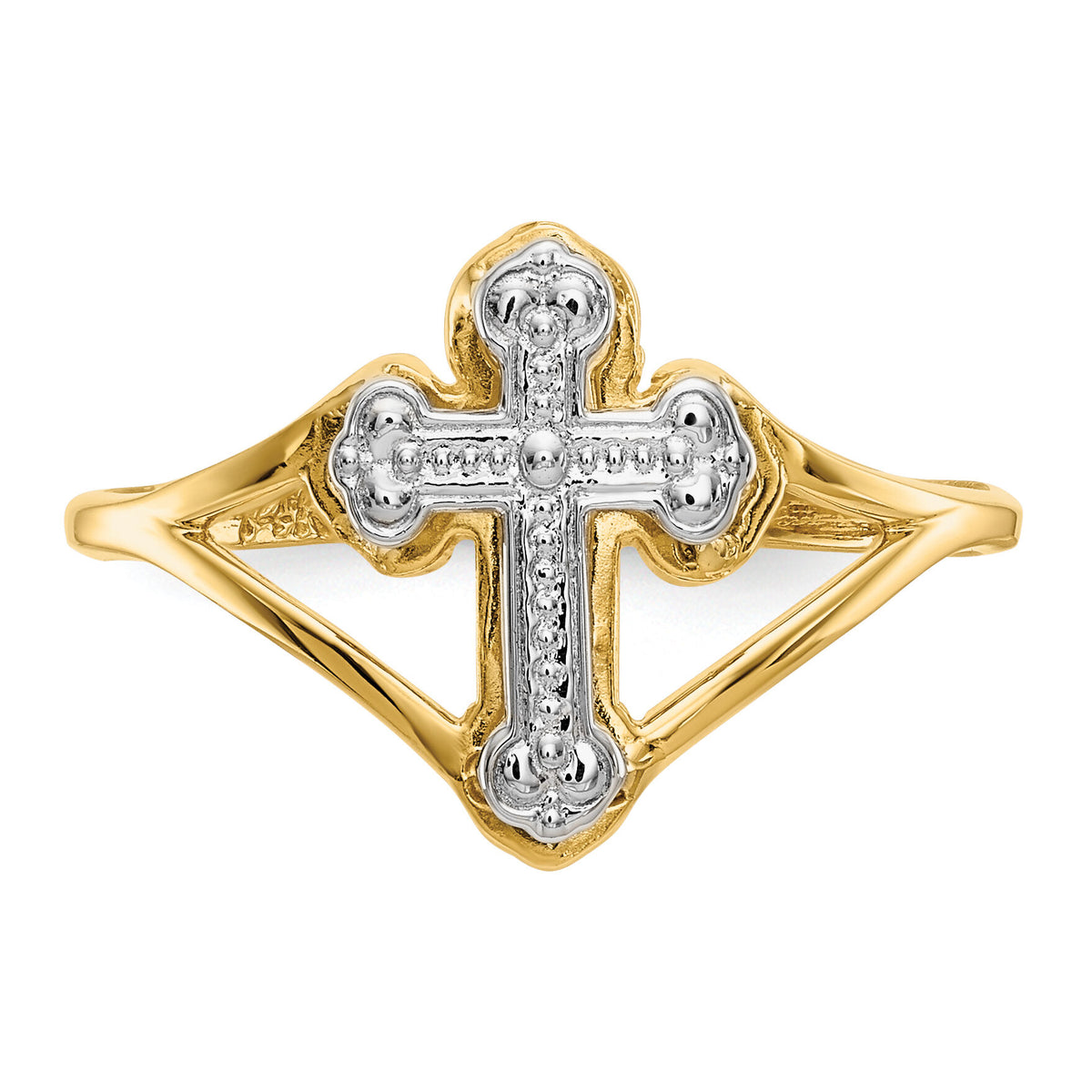 14k w/Rhodium Cross Ring-K2054