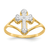 14k w/Rhodium Cross Ring-K2054