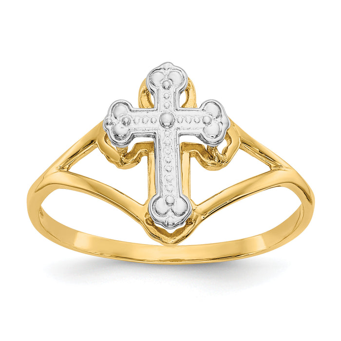 14k w/Rhodium Cross Ring-K2054